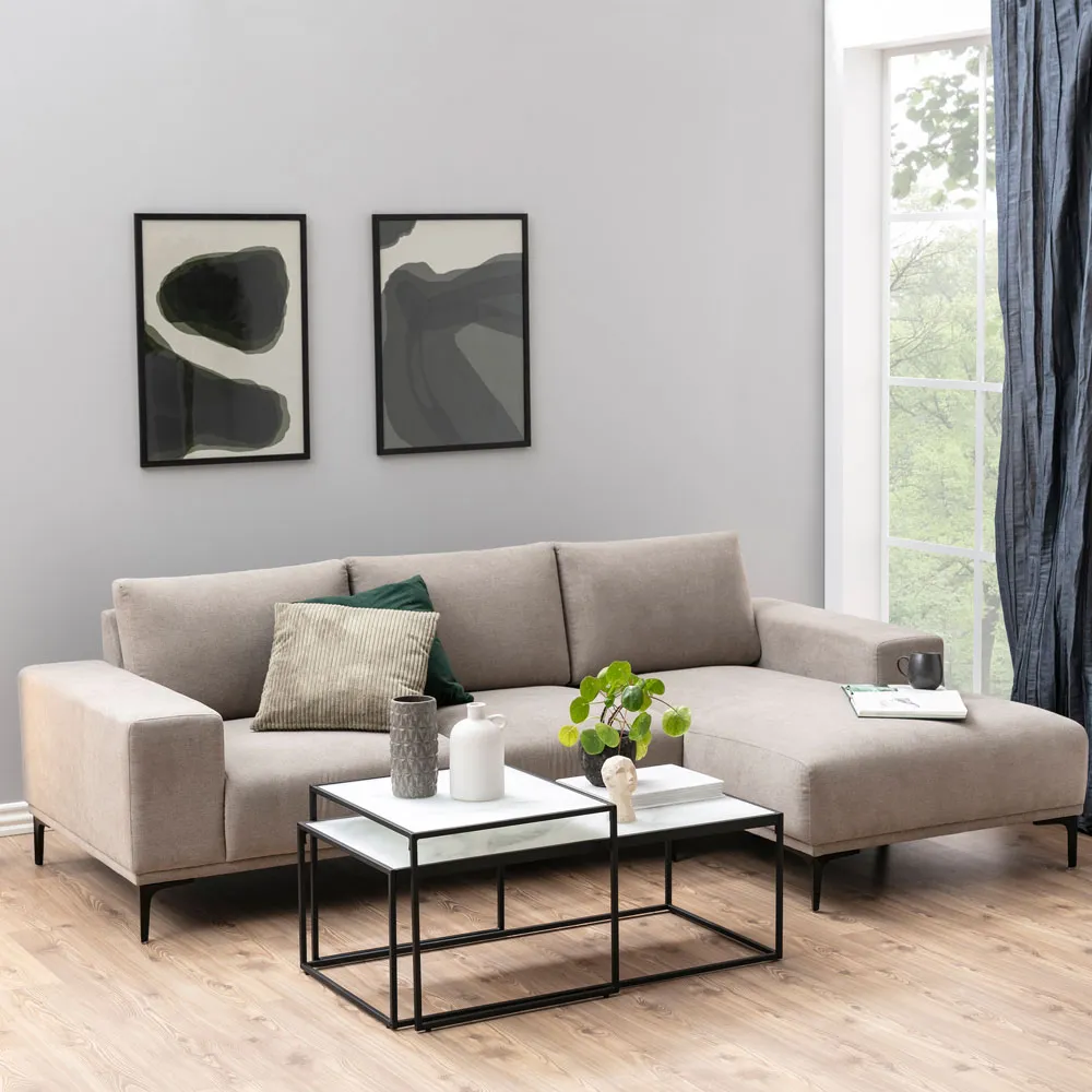 Florence Bolton Torino Glass Coffee Table Set - White, Marble