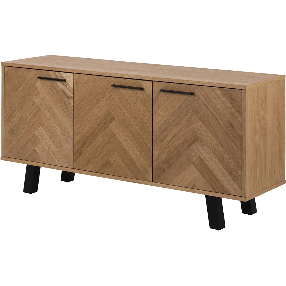 Florence Brighton 3 Door Herringbone Sideboard - Brown, Oak