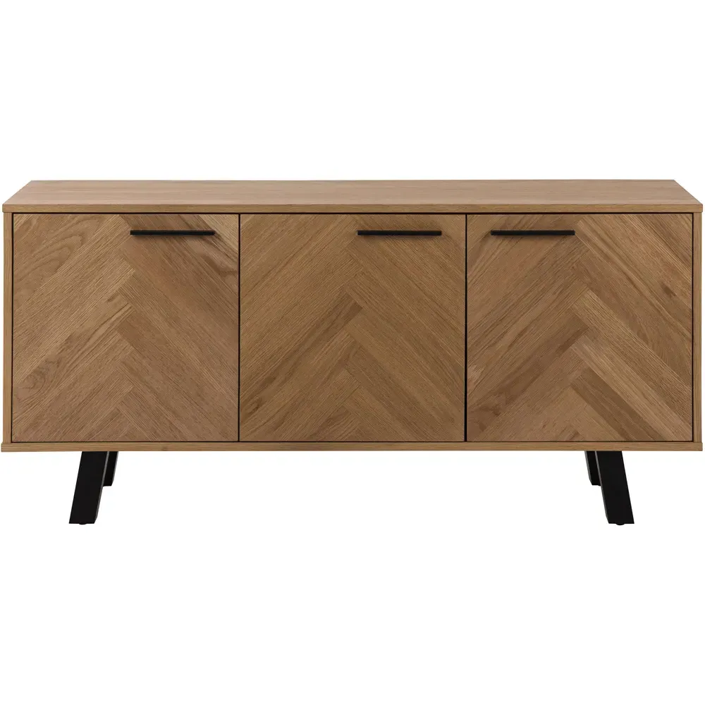 Florence Brighton 3 Door Herringbone Sideboard - Brown, Oak