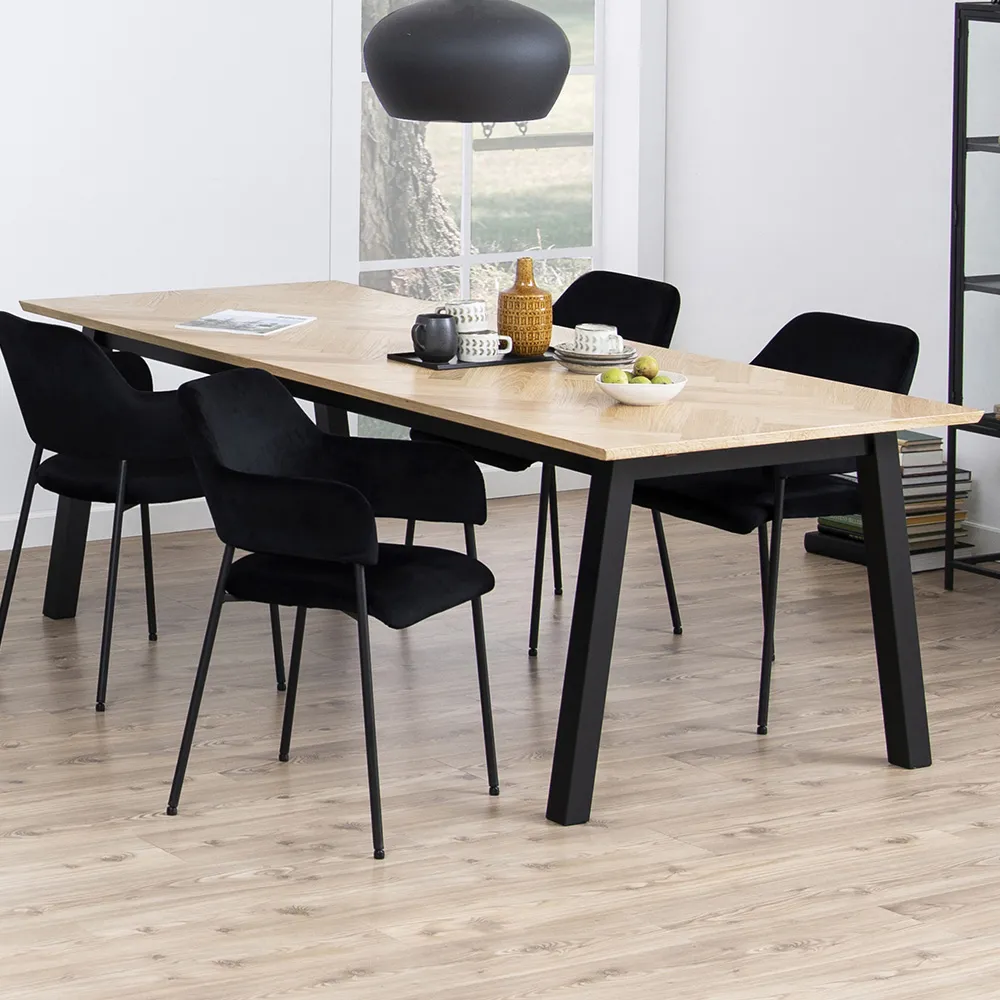 Florence Brighton 8 Seater Herringbone Dining Table - Brown, Oak image