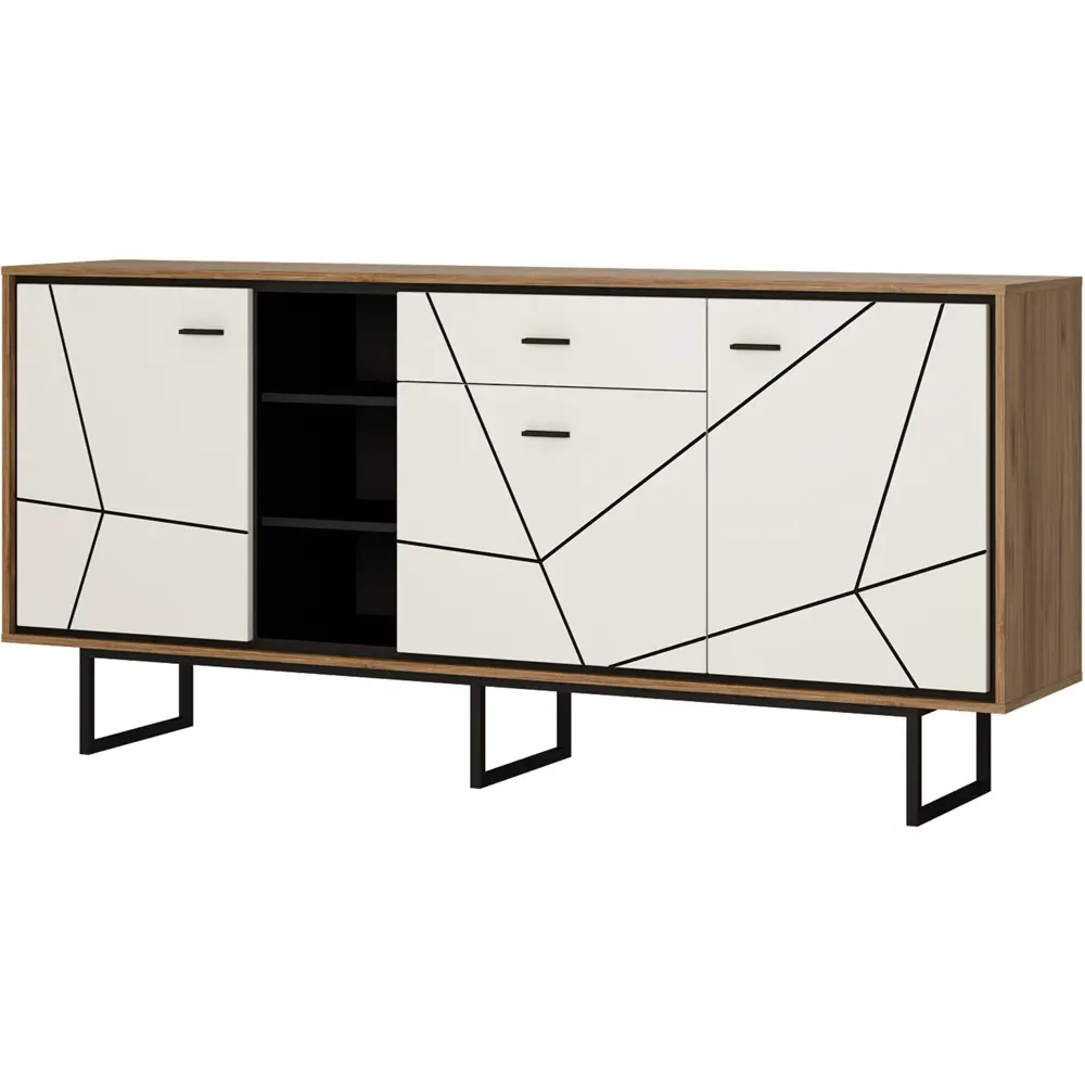 Florence Brolo 3 Door Wide Sideboard with Storage - Walnut