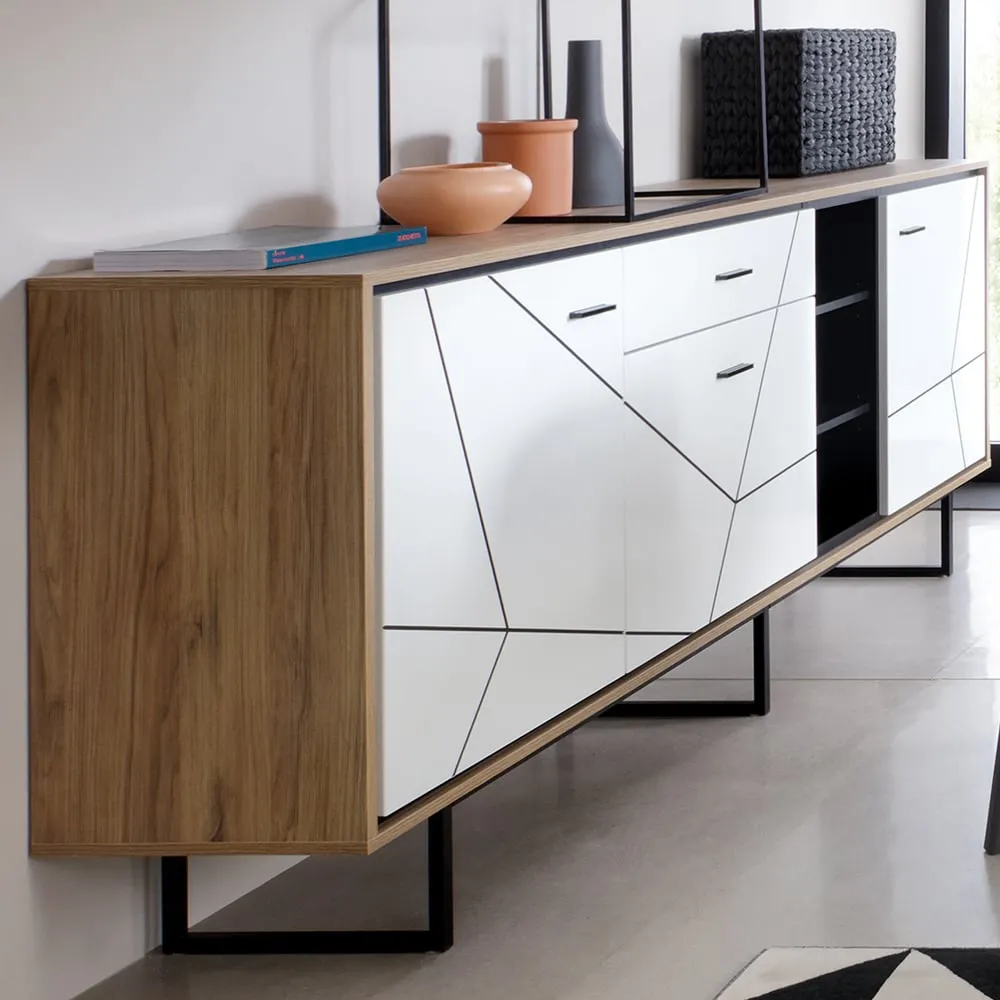 Florence Brolo 3 Door Wide Sideboard with Storage - Walnut