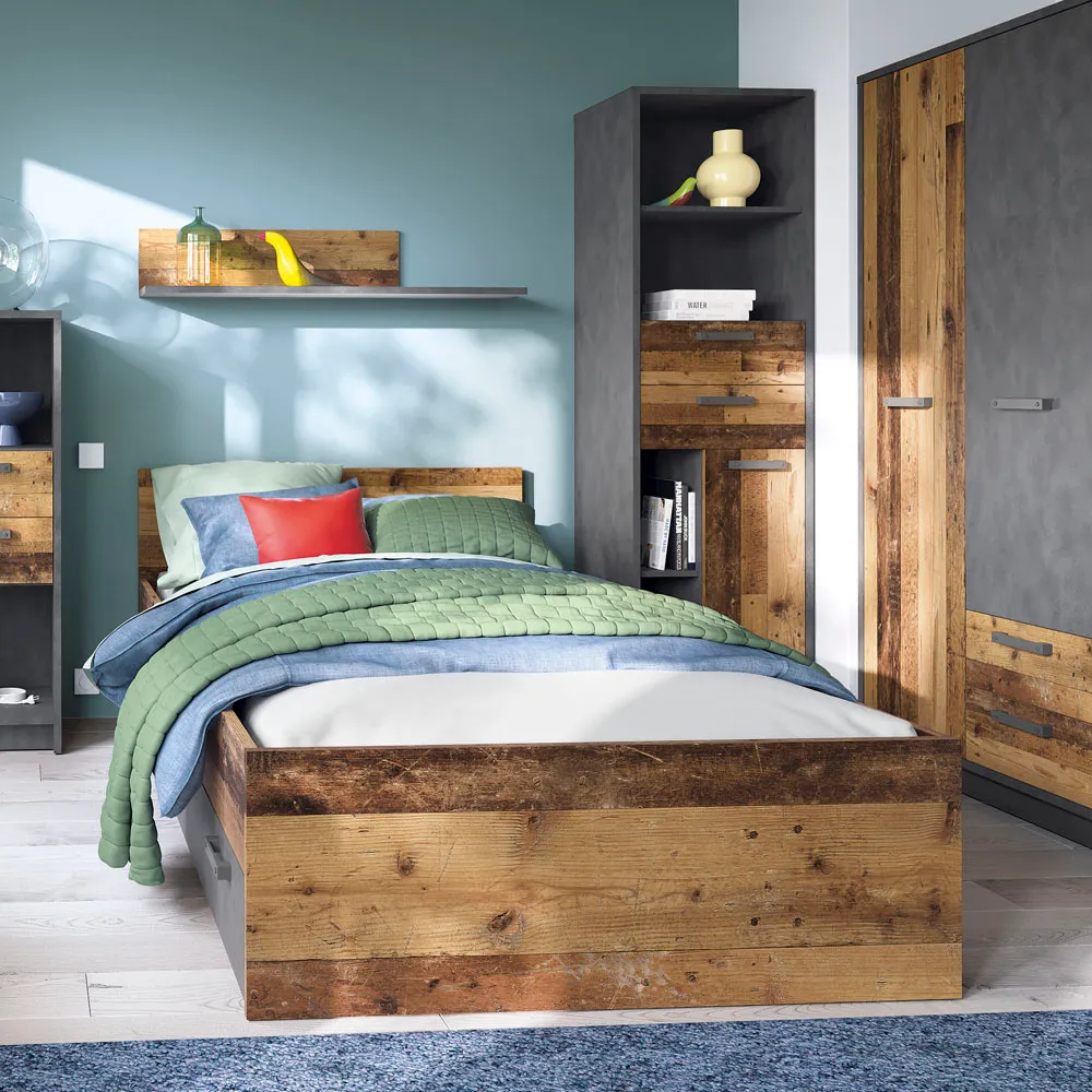 Florence Brooklyn 2 Door 2 Drawer Wardrobe - Grey, Walnut