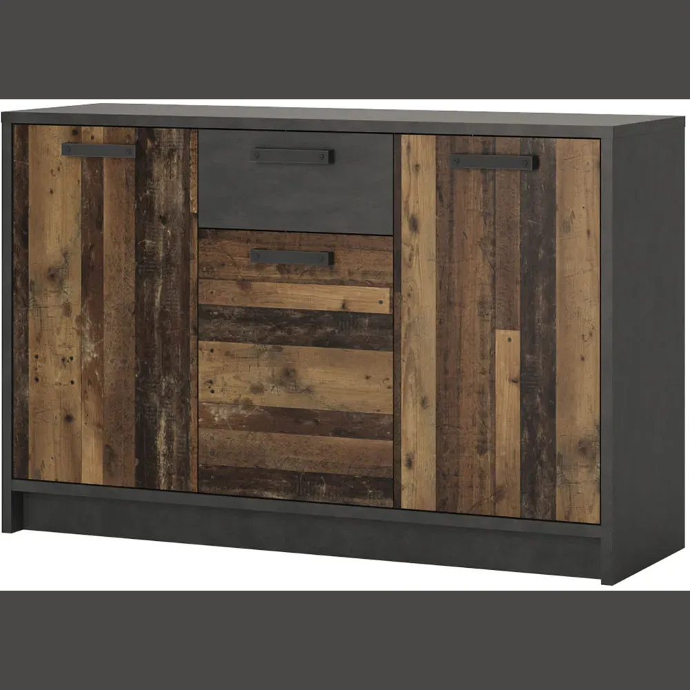 Florence Brooklyn 3 Door Cabinet with Drawer - Grey, Walnut