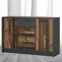 Florence Brooklyn 3 Door Cabinet with Drawer - Grey, Walnut