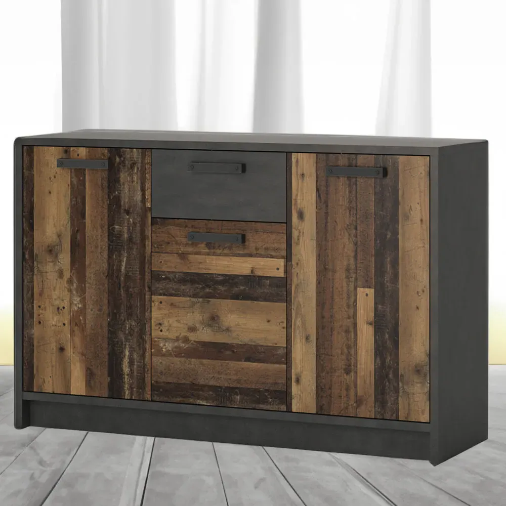 Florence Brooklyn 3 Door Cabinet with Drawer - Grey, Walnut