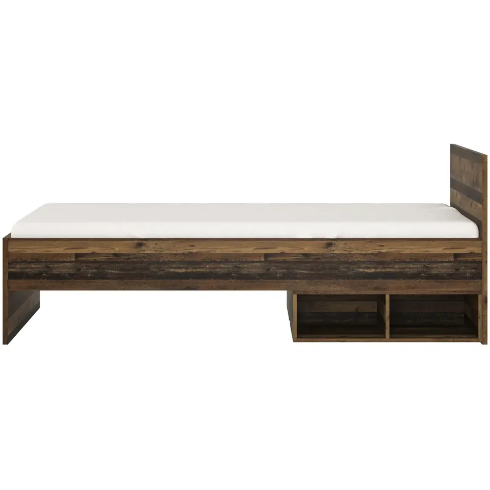 Florence Brooklyn Single Bed Frame with Storage - Brown, Walnut