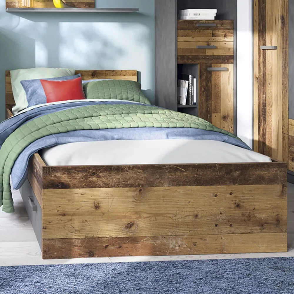 Florence Brooklyn Single Bed Frame with Storage - Brown, Walnut image