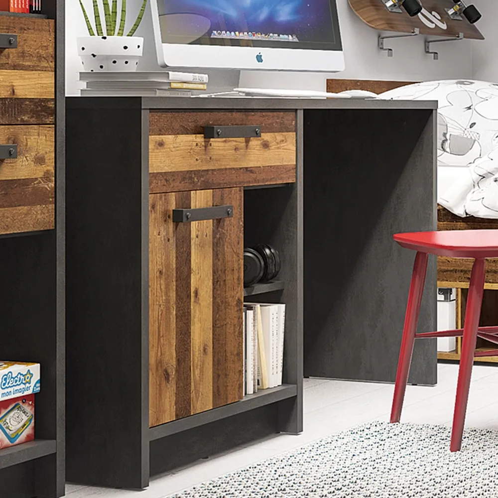 Florence Brooklyn Single Door Desk with Drawer - Grey, Walnut image