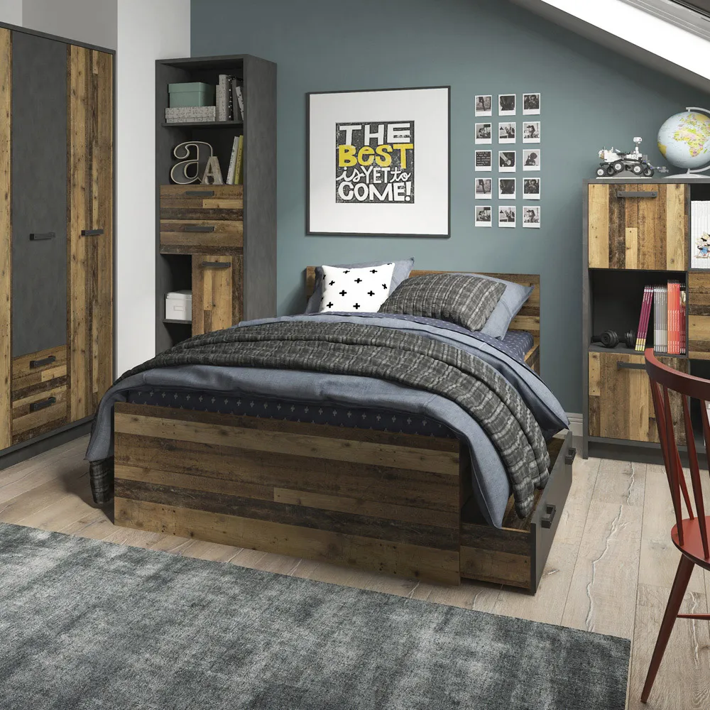 Florence Brooklyn Small Double Bed Frame with Storage - Brown, Walnut