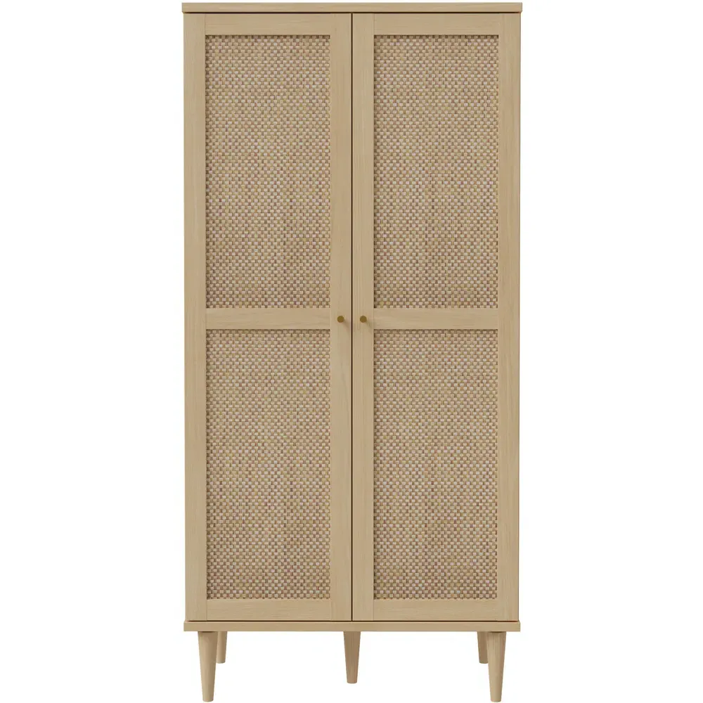 Florence Calasetta 2 Door Display Cabinet - Light Oak, Rattan