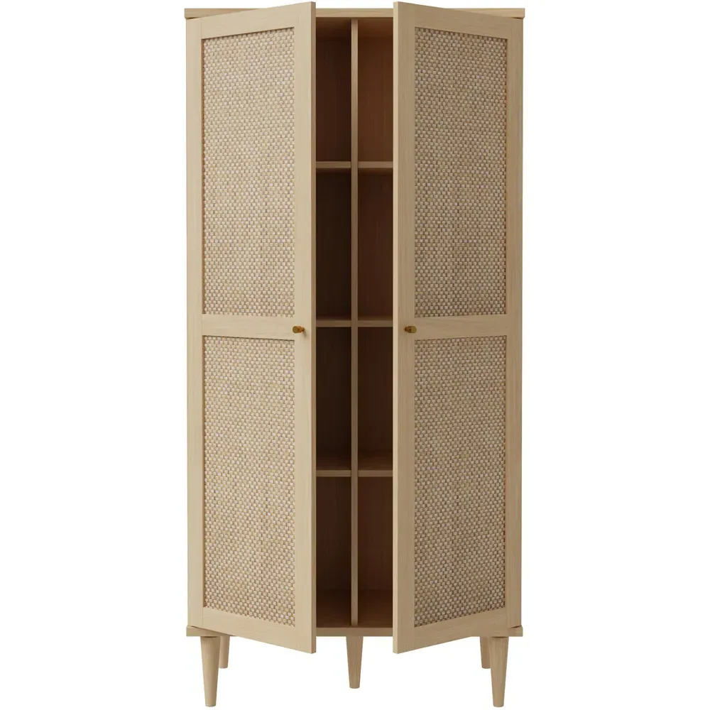 Florence Calasetta 2 Door Display Cabinet - Light Oak, Rattan