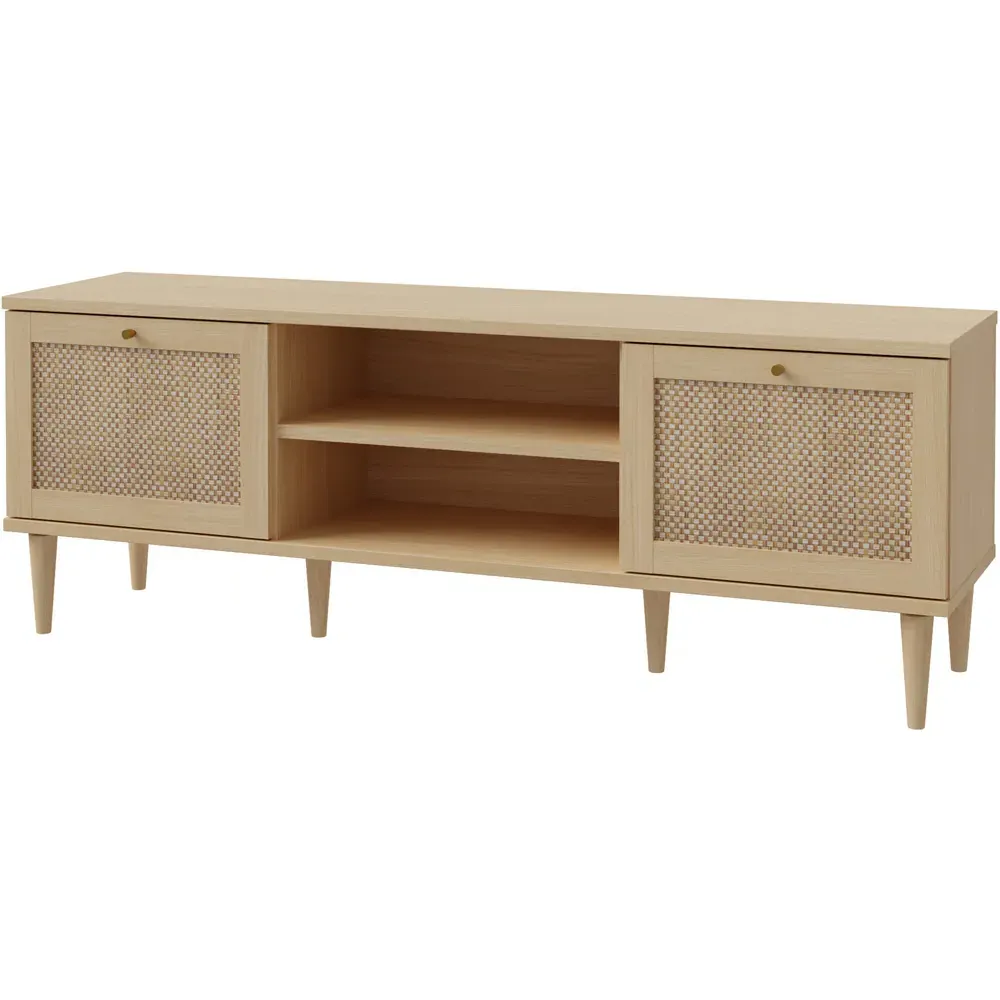 Florence Calasetta 2 Door TV Unit - Light Oak, Rattan