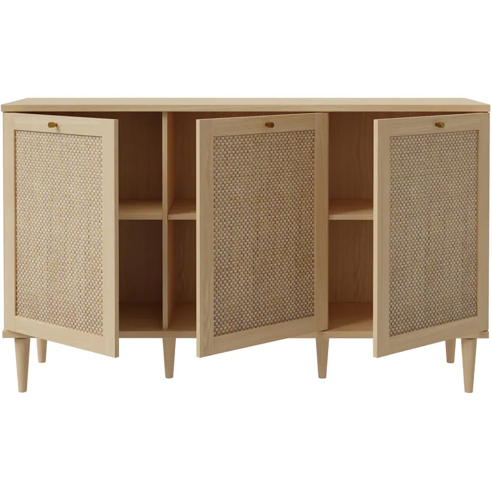 Florence Calasetta 3 Door Sideboard - Light Oak, Rattan