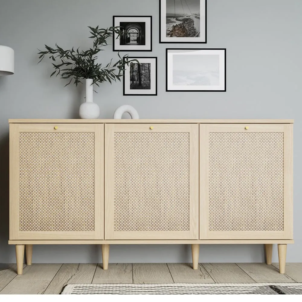 Florence Calasetta 3 Door Sideboard - Light Oak, Rattan
