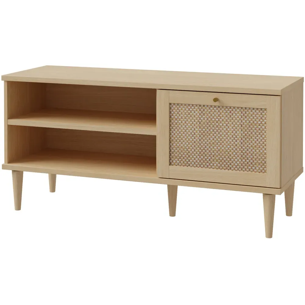 Florence Calasetta Single Door TV Unit - Rattan, Oak