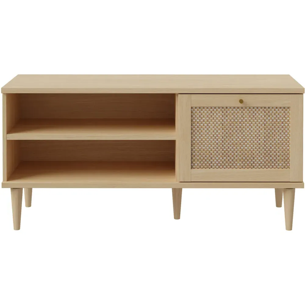 Florence Calasetta Single Door TV Unit - Rattan, Oak