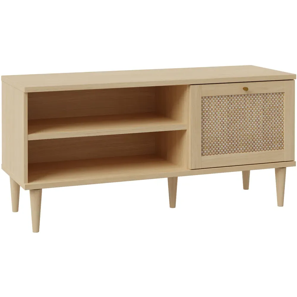 Florence Calasetta Single Door TV Unit - Rattan, Oak