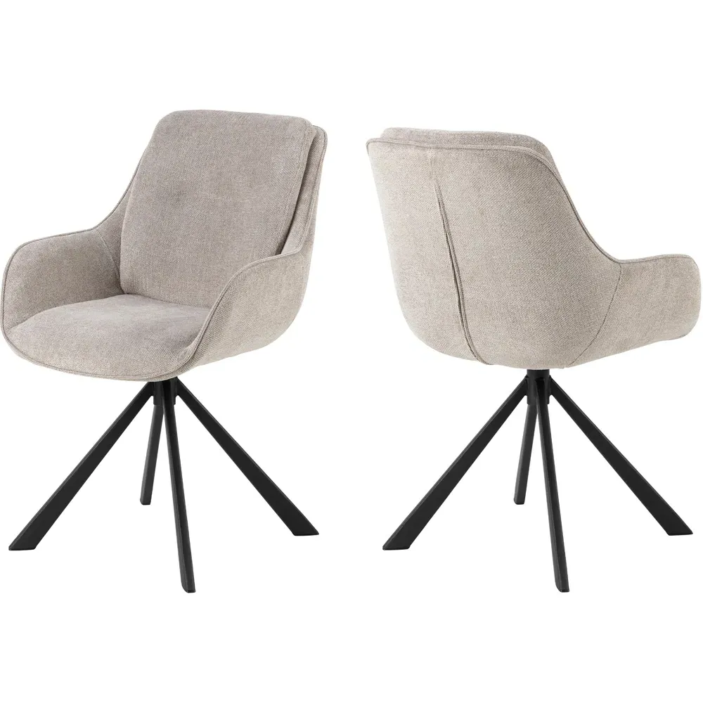 Florence Carrie Set of 2 Swivel Dining Chair - Sand, Fabric