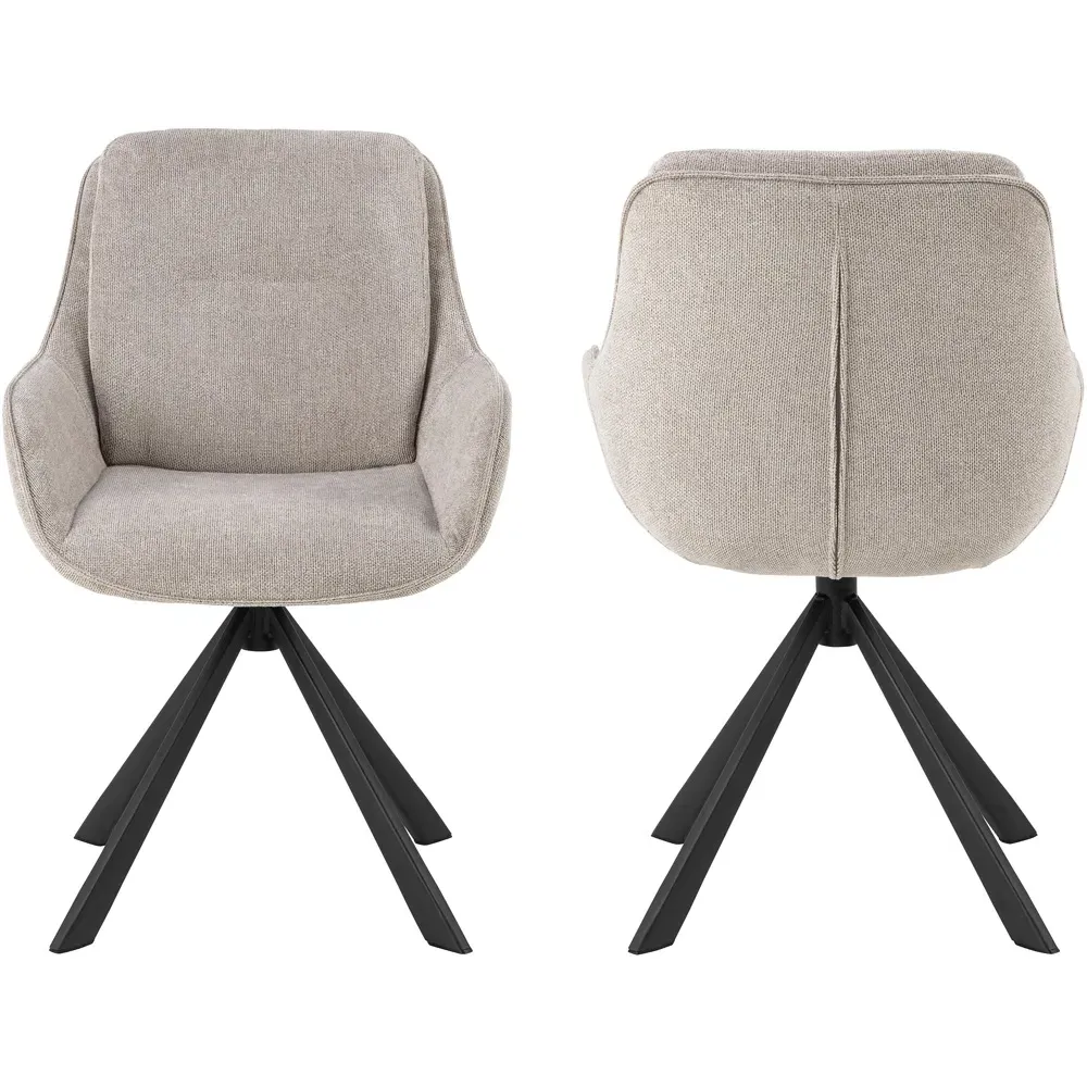Florence Carrie Set of 2 Swivel Dining Chair - Sand, Fabric