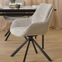 Florence Carrie Set of 2 Swivel Dining Chair - Sand, Fabric