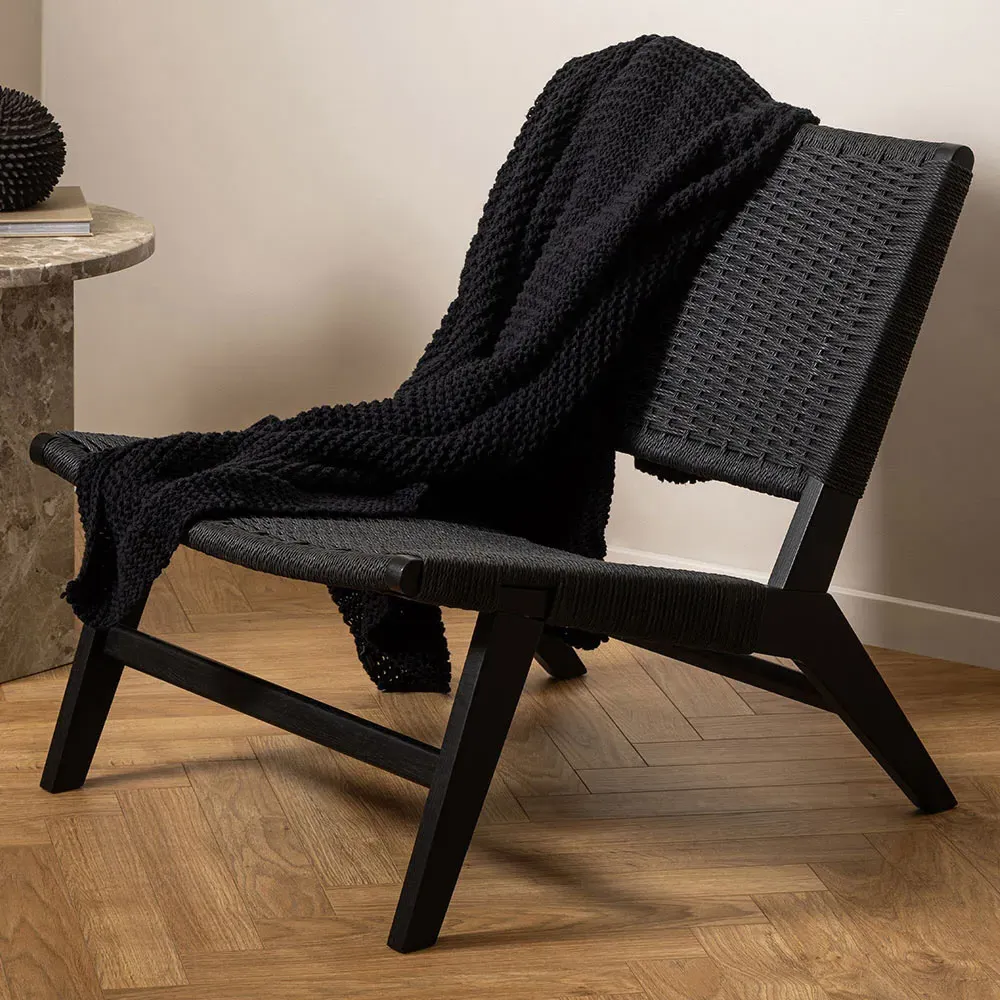 Florence Carson Lounge Chair - Black, Oak