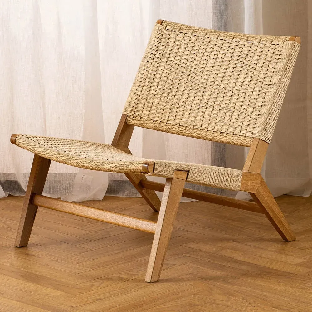 Florence Carson Lounge Chair - Off White, Oak