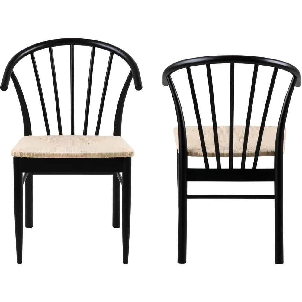 Florence Cassandra Set of 2 Dining Chairs with Armrests - Black