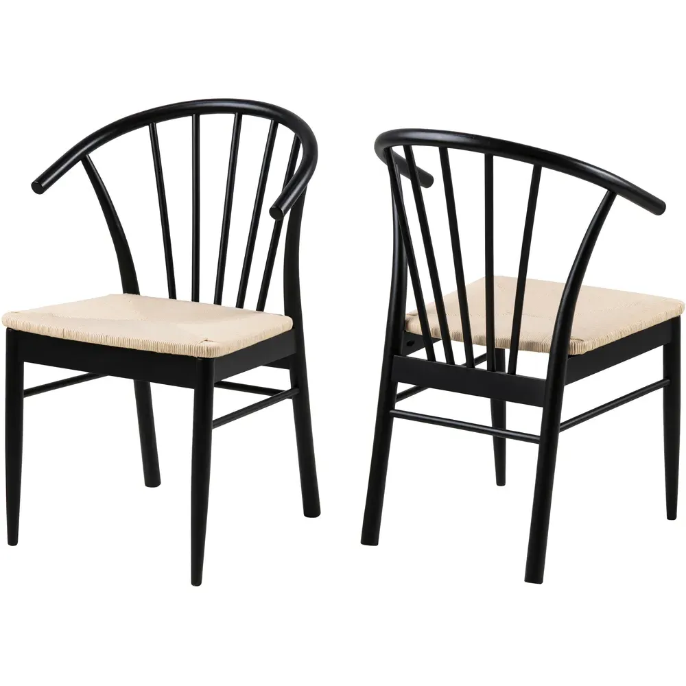 Florence Cassandra Set of 2 Dining Chairs with Armrests - Black