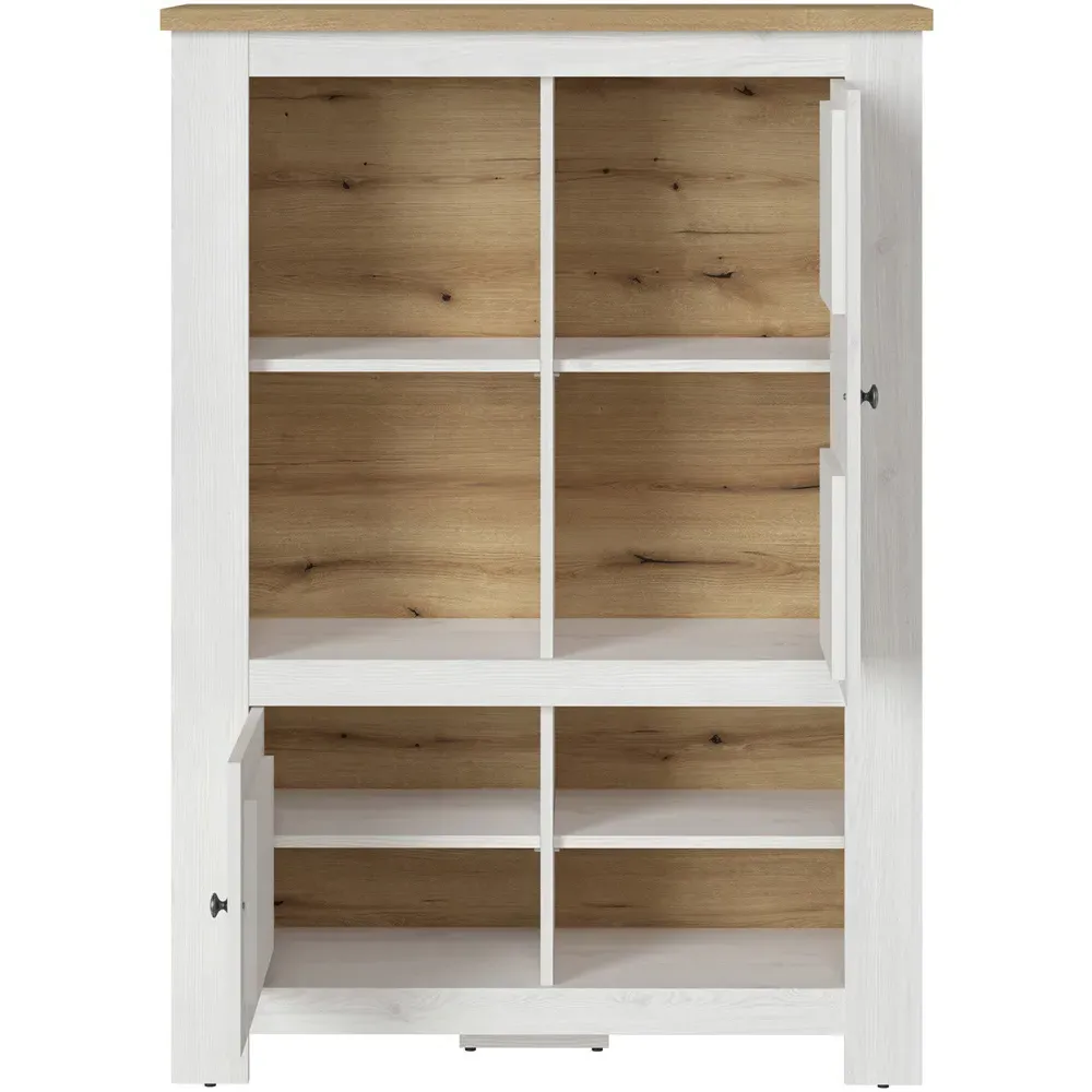 Florence Celesto 2 Door 4 Shelf Display Cabinet with LED - White, Oak