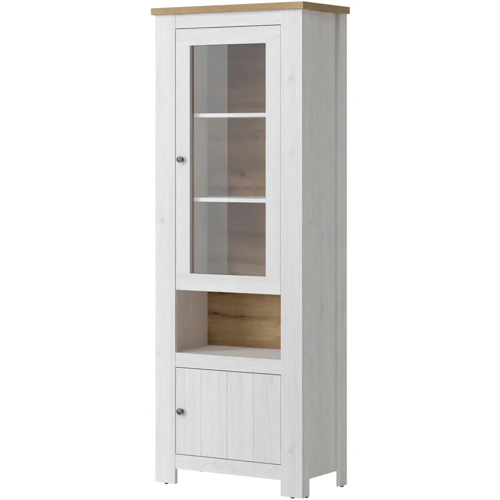 Florence Celesto 2 Door Display Cabinet with LED - White, Oak