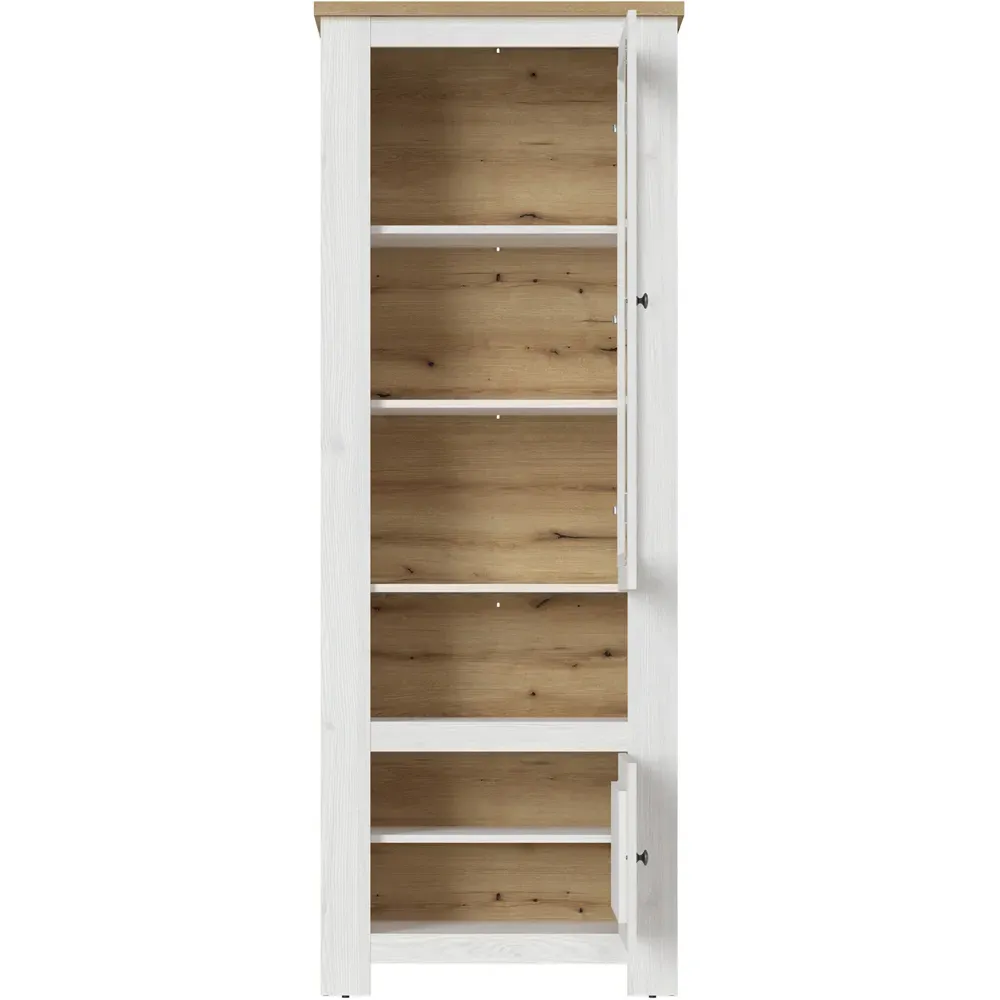 Florence Celesto 2 Door Display Cabinet with LED - White, Oak
