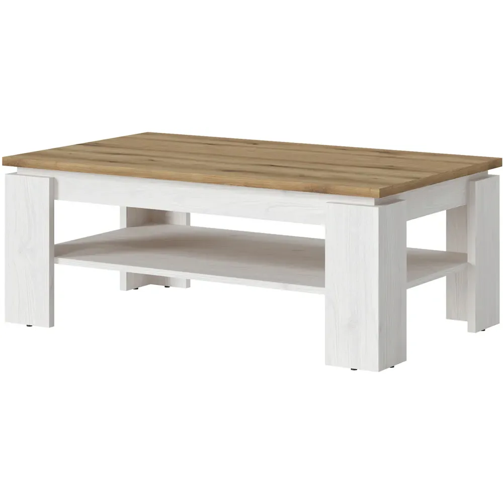 Florence Celesto Coffee Table - White, Oak