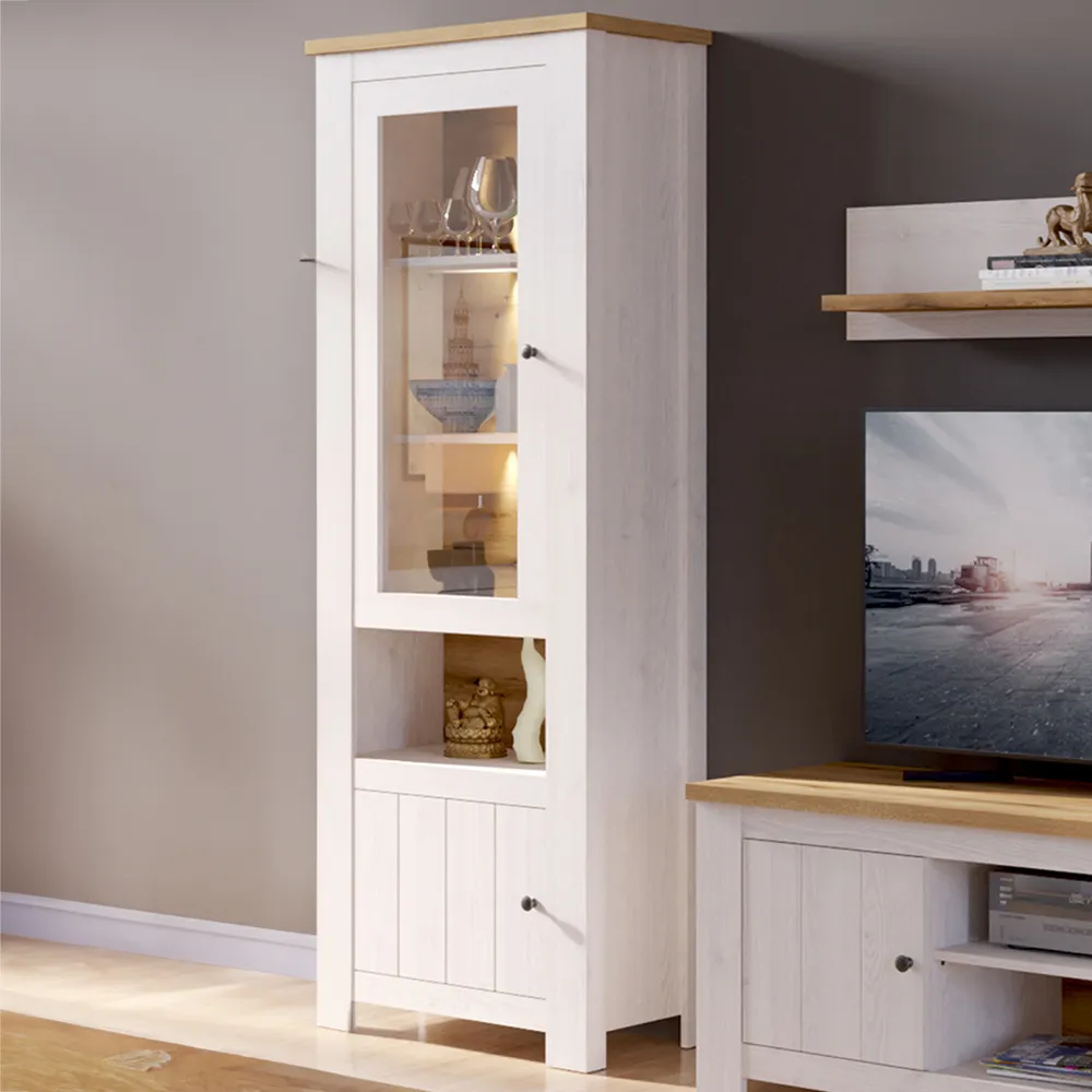 Florence Celesto Display Cabinet with Storage - White, Oak image