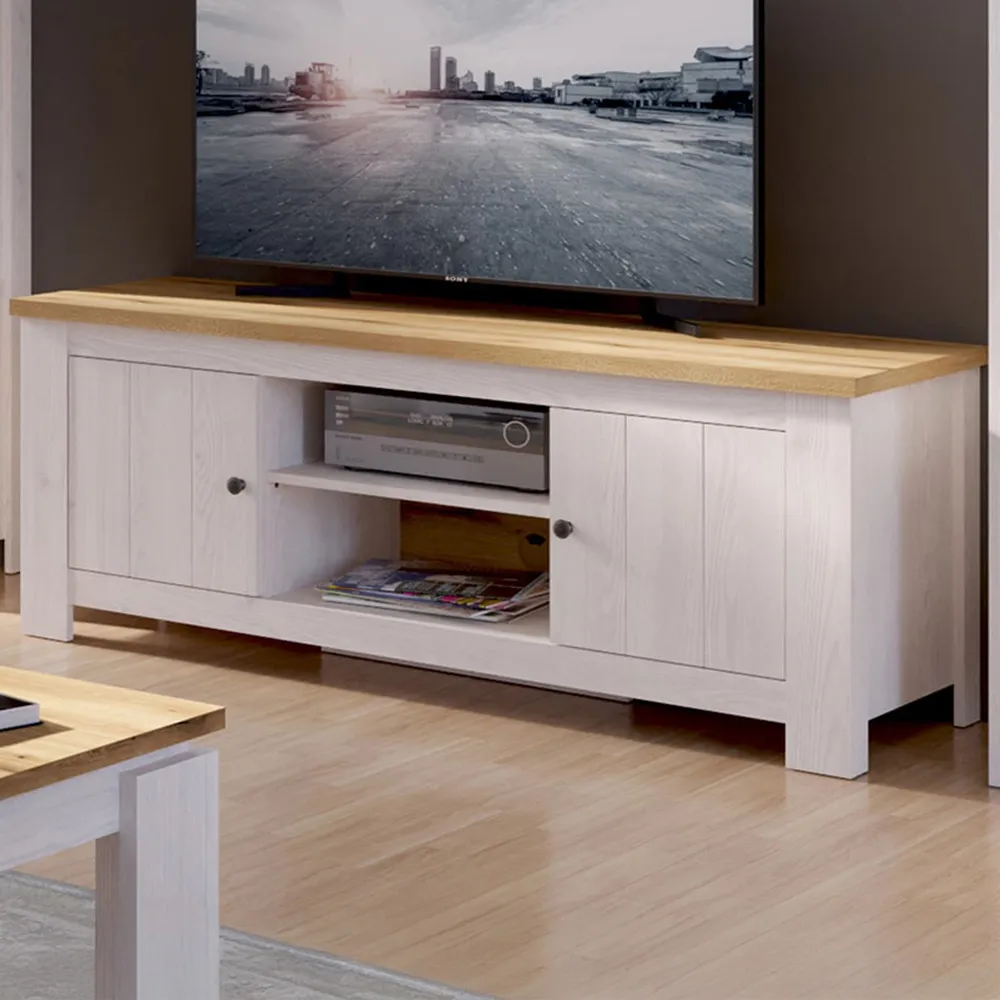 Florence Celesto TV Unit with Storage - White, Oak
