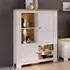 Florence Celesto Wide Display Cabinet with LED - White, Oak