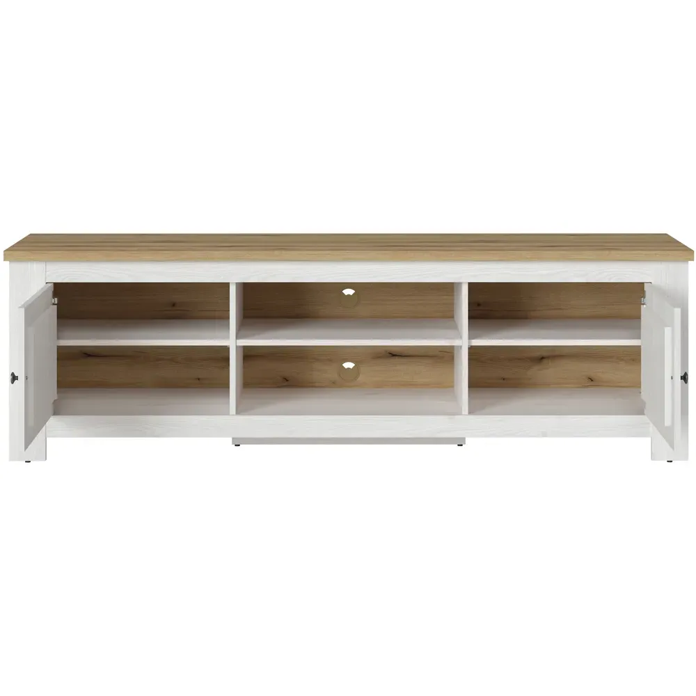 Florence Celesto Wide TV Unit with Storage - White, Oak