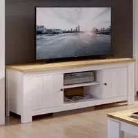 Florence Celesto Wide TV Unit with Storage - White, Oak