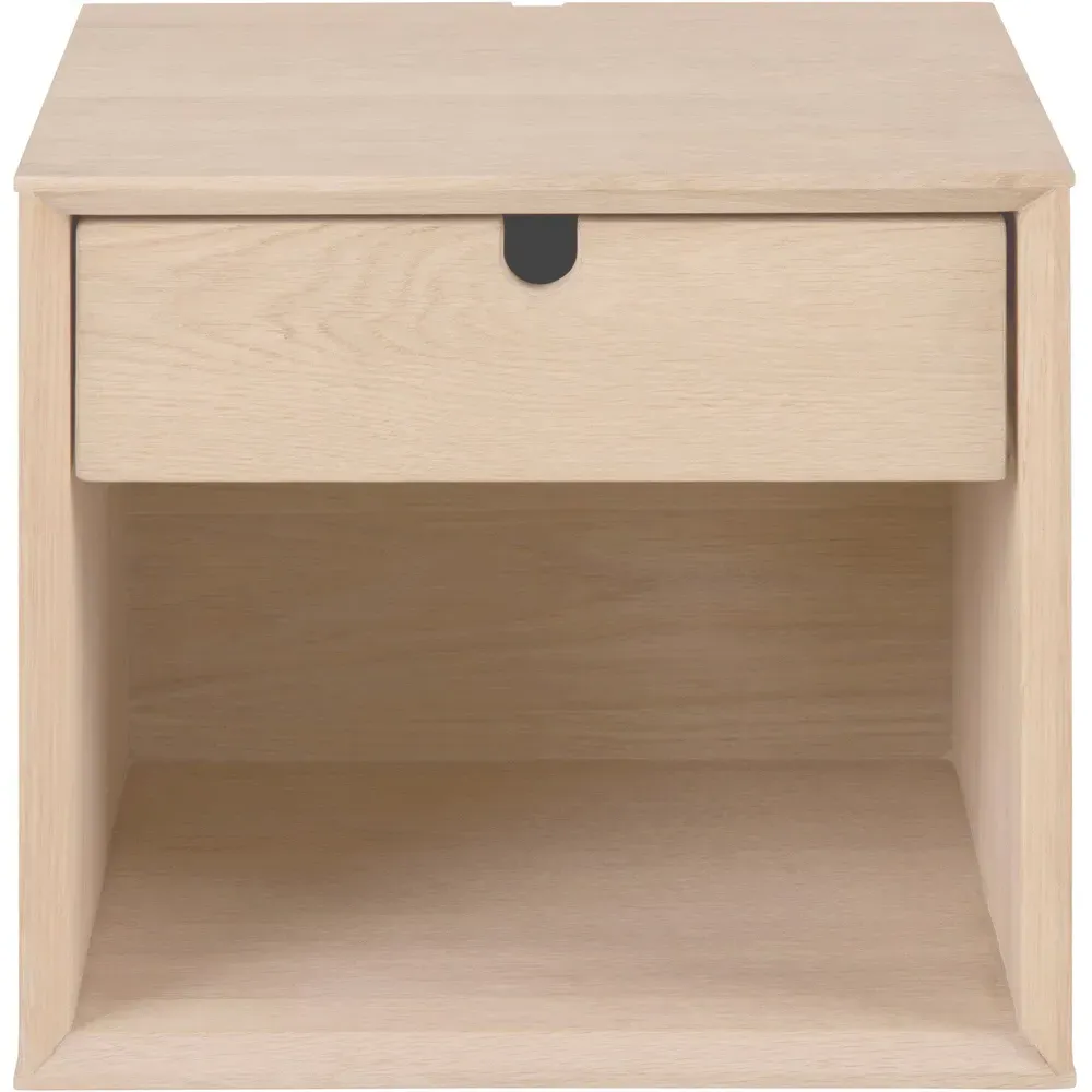 Florence Century Wall Mounted Bedside Table with Drawer - White, Oak