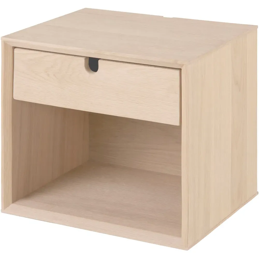 Florence Century Wall Mounted Bedside Table with Drawer - White, Oak