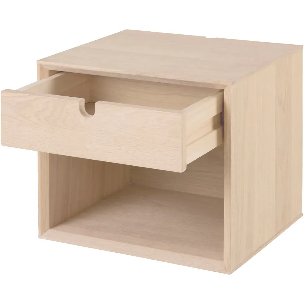 Florence Century Wall Mounted Bedside Table with Drawer - White, Oak