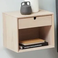 Florence Century Wall Mounted Bedside Table with Drawer - White, Oak