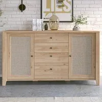 Florence Cestino 2 Door 4 Drawer Sideboard - Oak, Rattan