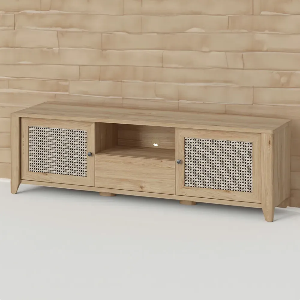 Florence Cestino 2 Door TV Unit with Drawer - Brown, Oak image