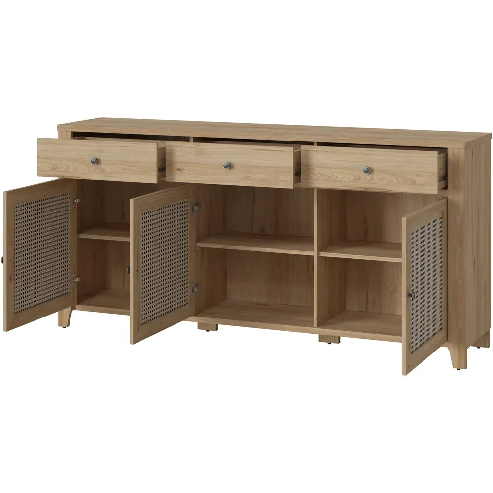 Florence Cestino 3 Door Sideboard - Brown, Oak