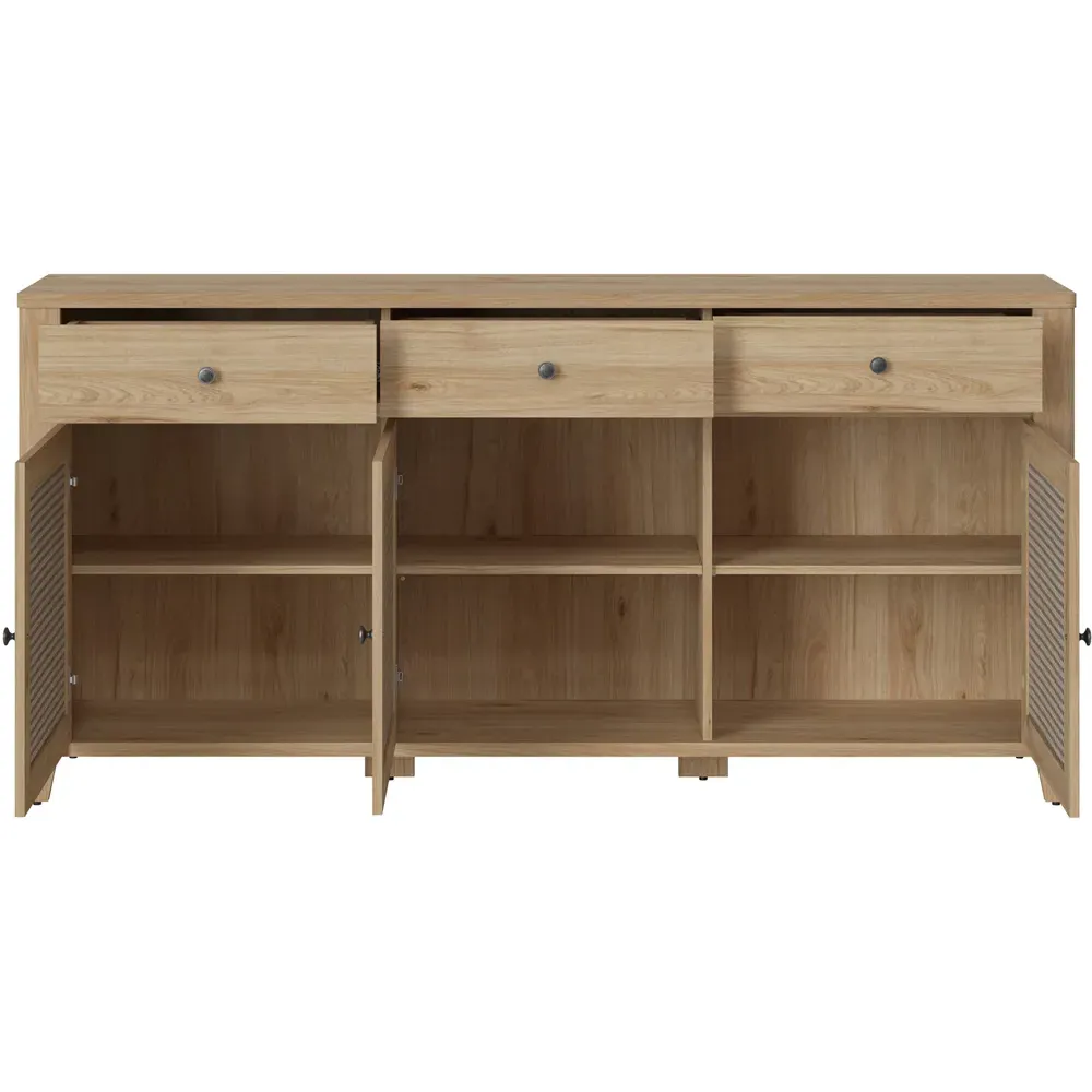 Florence Cestino 3 Door Sideboard - Brown, Oak