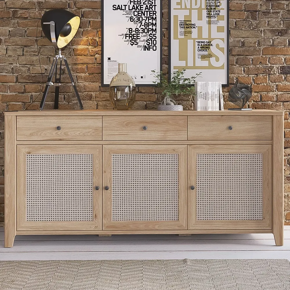 Florence Cestino 3 Door Sideboard - Brown, Oak