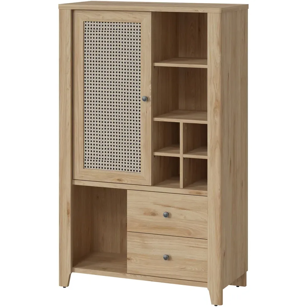 Florence Cestino Single Door 2 Drawer Cabinet - Brown, Oak