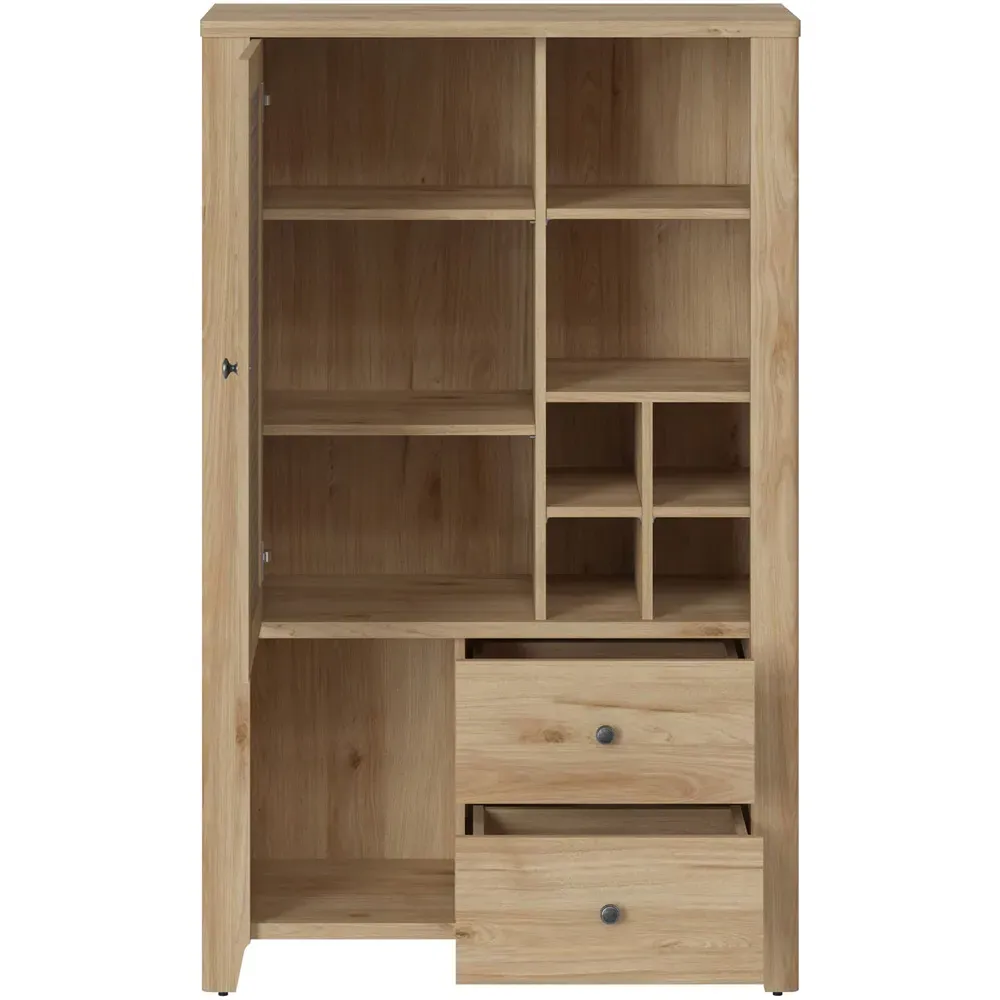 Florence Cestino Single Door 2 Drawer Cabinet - Brown, Oak