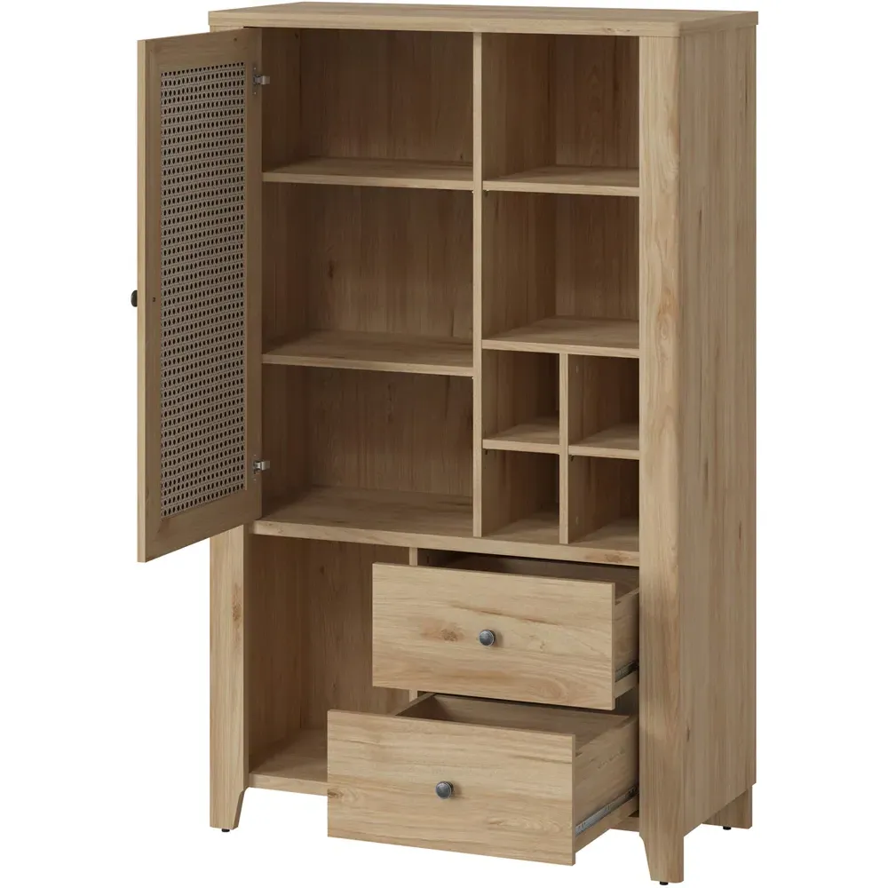 Florence Cestino Single Door 2 Drawer Cabinet - Brown, Oak